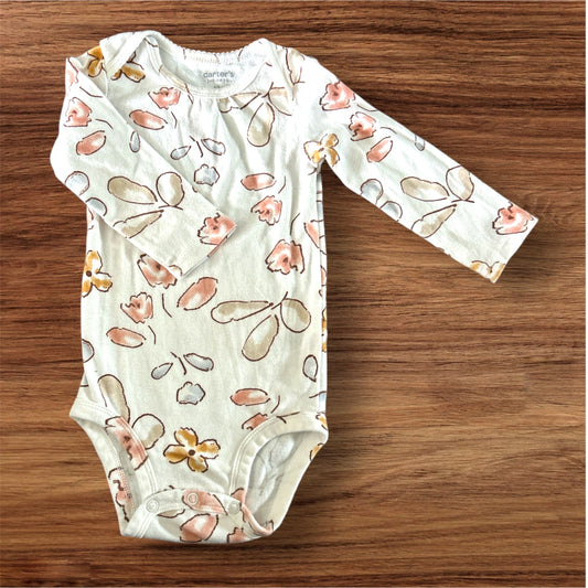 Preloved Carter 12m Long sleeve Onesie with Flowers Cream 1255